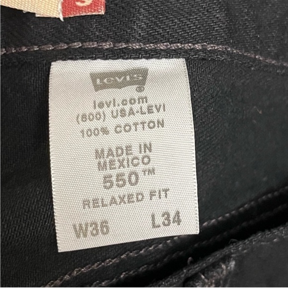 Means LEVI'S Relaxed-Fit 550 Jeans Black Size W36 L34 100% Cotton - Picture 8 of 8